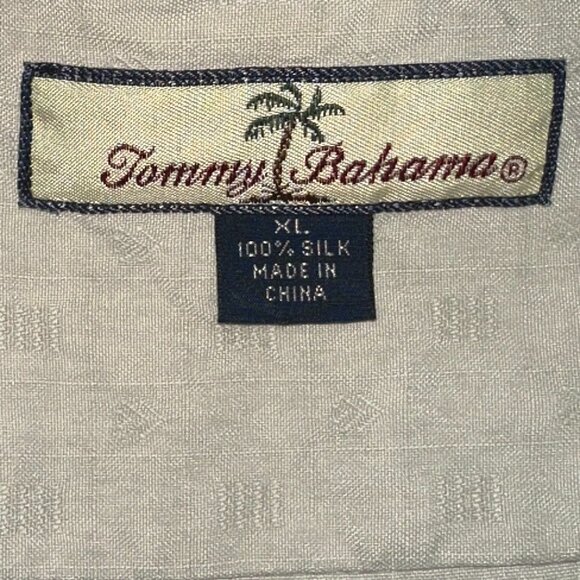 Tommy Bahama Short Sleeve Silk Button‎ Up Shirt Tan Vacation Summer Golf XL - Picture 5 of 7